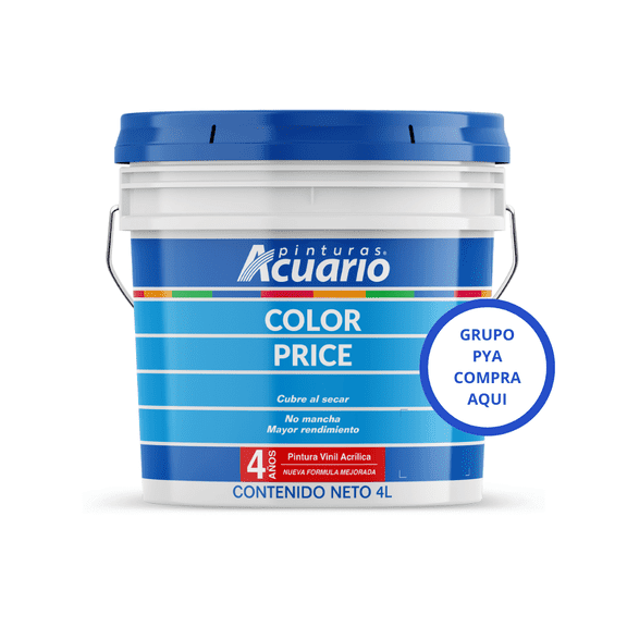 Pintura Vinílica Interiores Pinturas Acuario Color Price 4 Años 4 Litros Blanca