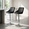 thumbnail image 4 of Silla de Bar para Barra de Cocina con Respaldo y Reposapies de Altura Ajustable Banco Giratorio para Bar con Asiento Acolchado Diseño Elegante Negro, 4 of 7
