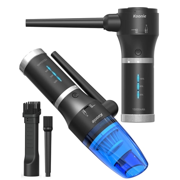 Koonie - Plumero de aire comprimido inalámbrico de 15000 mAh y aspiradora 2 en 1, potente 77000 RPM/