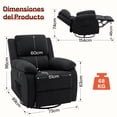 thumbnail image 2 of Korser Sillón Reclinable Giratorio 360°Adultos,Mecedora Pequeña Para Espacios Reducidos,Lino,Negro, 2 of 6