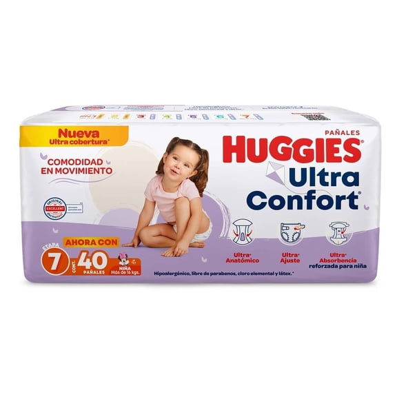 Pañales Huggies Ultraconfort E7 Niña 40 piezas