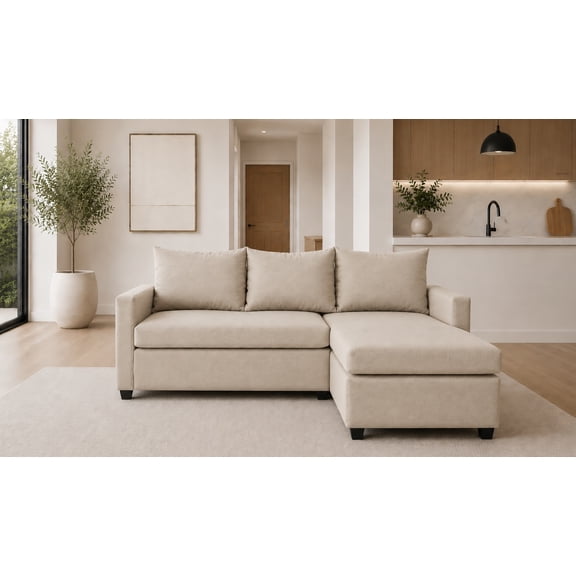Sala Esquinera Modular El Bazar Store Vancouver Beige 175x130 cm Sofa Lado derecho ó izquierdo Económica, Tela Lino
