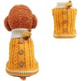 thumbnail image 1 of Zhuge Suéter para perro, abrigo cálido, suave, con botones retorcidos, tejido de punto, ropa de invierno, suéteres para perros, clima frío medio, amarillo, M, 1 of 5