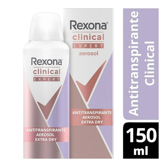 Antitranspirante Rexona clinical expert extra dry en aerosol para dama 150 ml