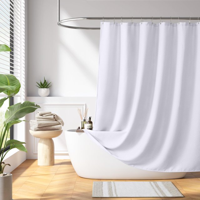 Weave Spring Cortina de ducha Madison Park Waffle Weave 180 x 180 cm, color blanco ...