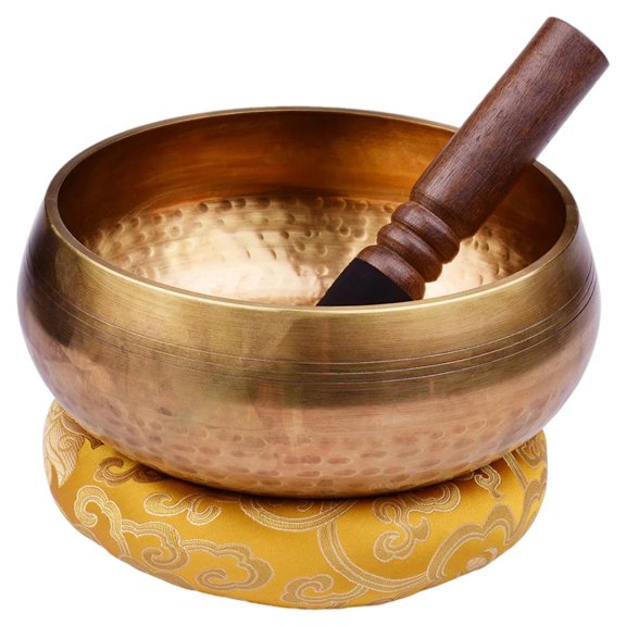 Cuenco tibetano meditativo del Himalaya con mazo y cojín - Sonido tibetano 20 centímetros