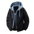 thumbnail image 1 of Ceisia Lightweight Windproof Men's Loose Fit Fake Two-Piece Spliced Hooded Bomber Jacket Gift, 1 of 2