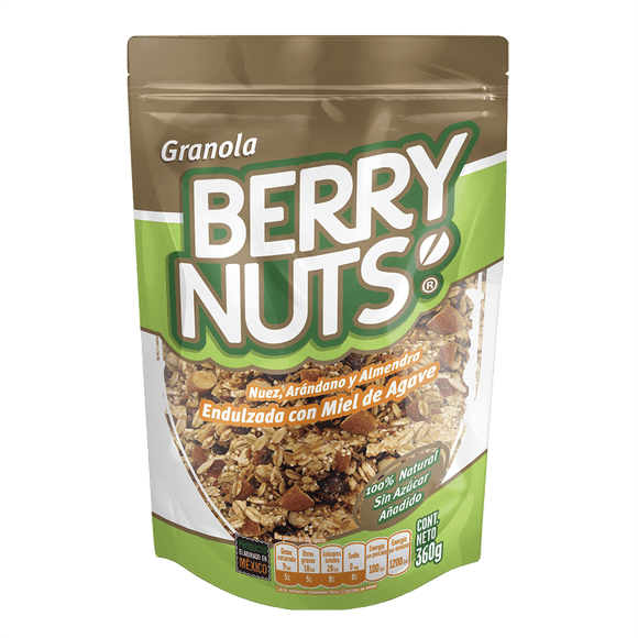 Granola Berry Nuts con Nuez, Arándano, Almendra y Miel de Agave 360g