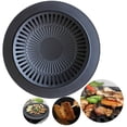 thumbnail image 1 of Korean BBQ Grill Round Non-Stick Barbecue Set | Stainless Steel Black Grill Pan | Easy Clean | Lightweight Portable Cooking | For Outdoor Indoor Use | 12.6in Diameter | 1 Piece, 1 of 9