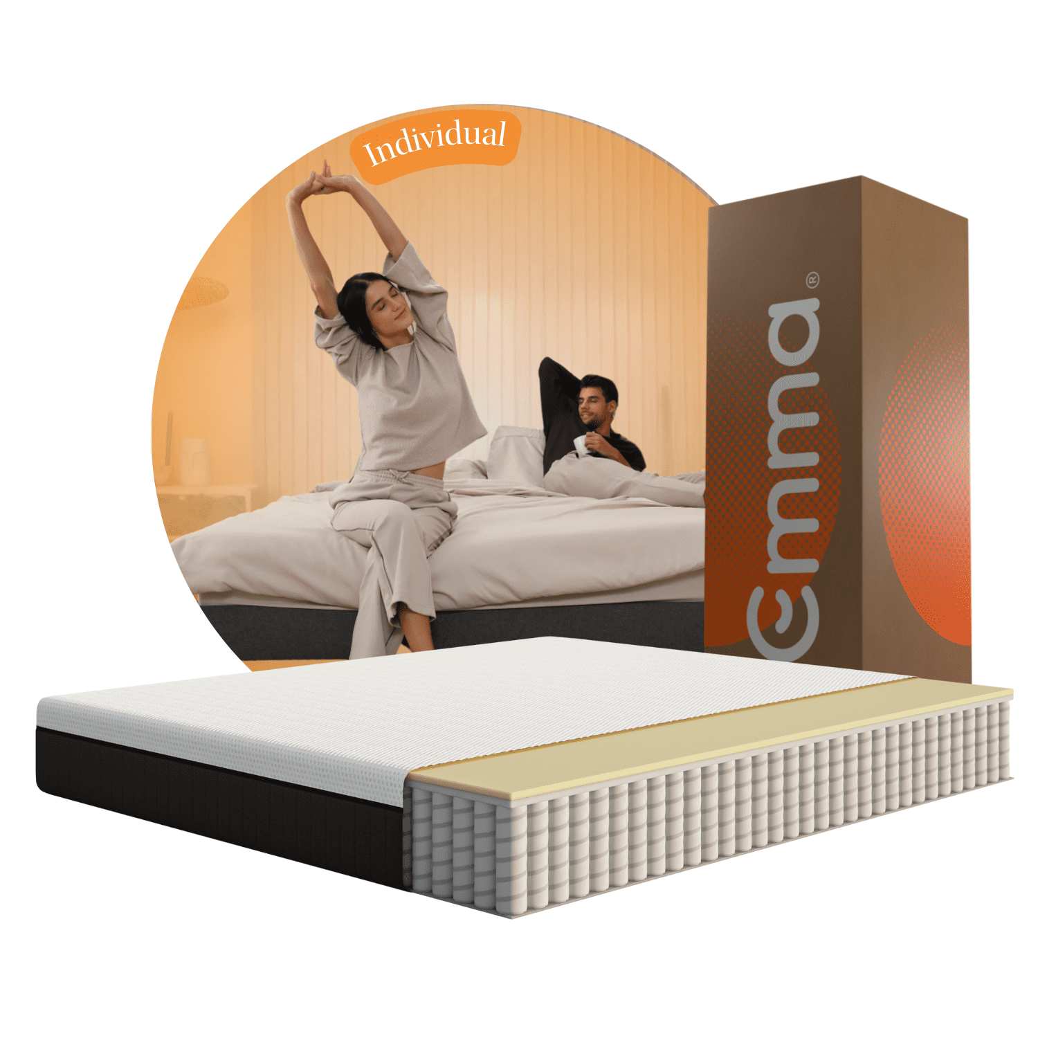 Colchón Emma Comfort Premium Individual 100x190cm Memory Foam & Resortes