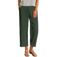 thumbnail image 3 of TaTaai Spring Fall Women's Linen Trousers Elastic Waist Wide Leg Straight Cut Loose Fit Ankle Length Casual Pants Solid Color Versatile Staple for Daily Style Gift, 3 of 9