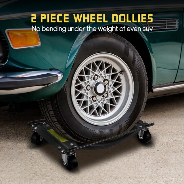 QinaQin Set de 2 patines para auto, capacidad máxima de 5000 lb, con ruedas giratorias de acero y superficie antiderrapante para mover vehículos