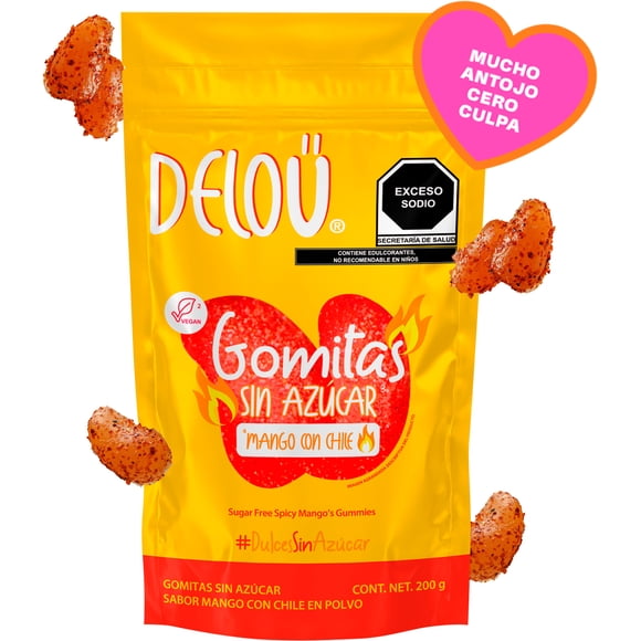 Gomitas Sin Azúcar Deloü Mango con Chile Keto Bajas en Calorías Veganas 200 g