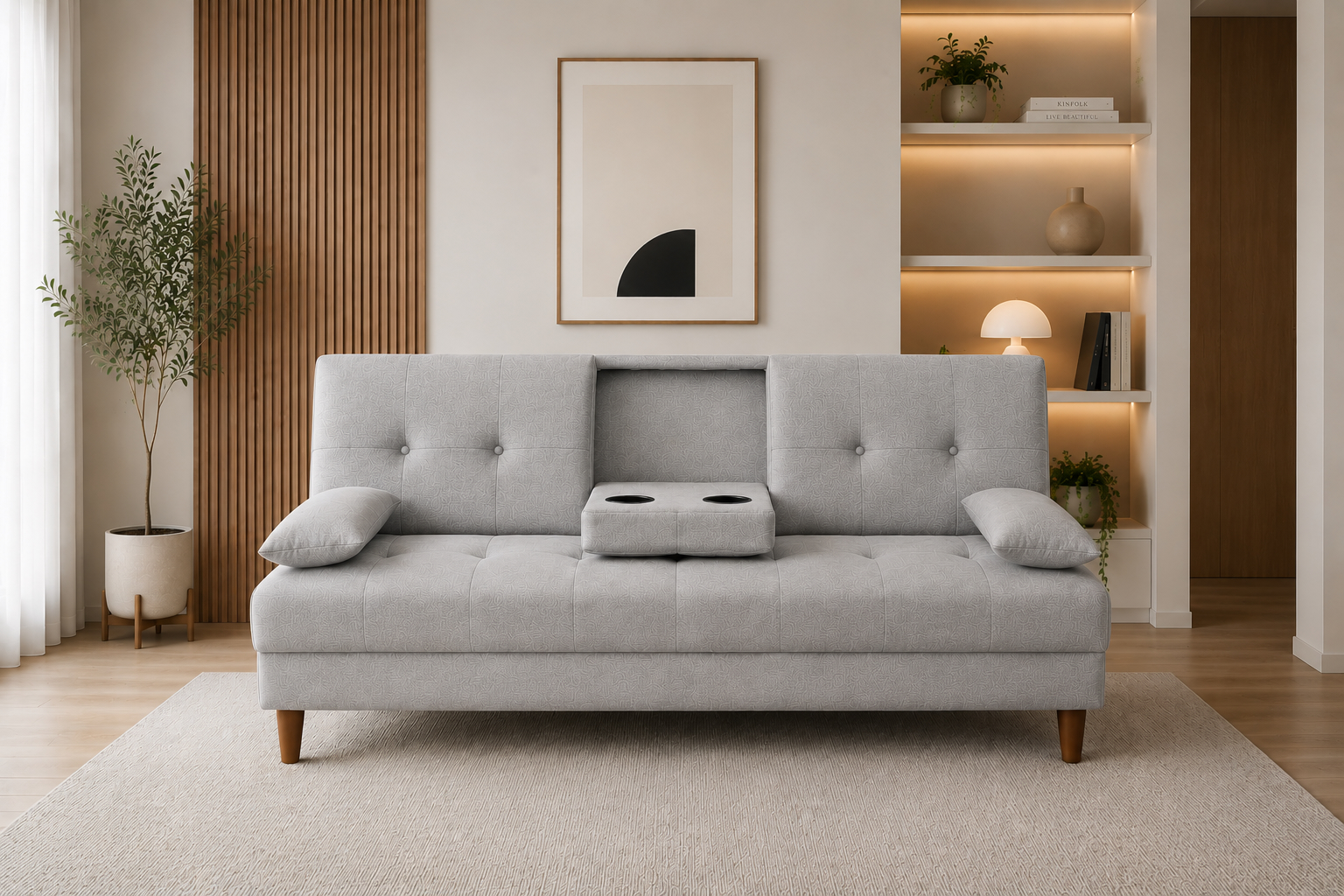Sofá Cama Reclinable El Bazar Store Hawai Lino Gris Plata Futón Respaldo Abatible Moderno