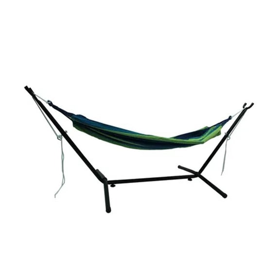 Hamaca Verde  Doble Con Base Soporte De Acero Y Estuche Portátil