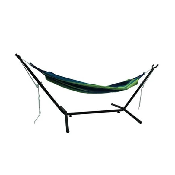 Hamaca Verde Doble Con Base Soporte De Acero Y Estuche Portátil