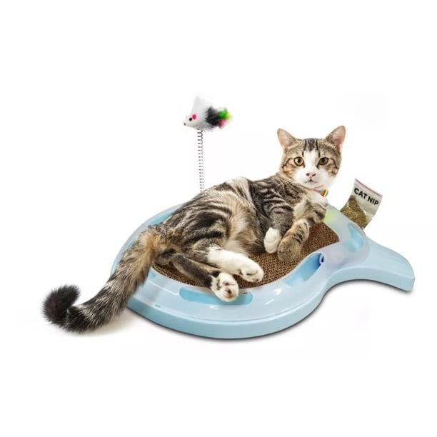 Juguete Rascadero Perrísimo para gato Con Ratón y Cat Nip blanco