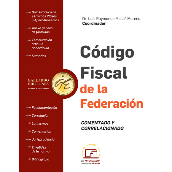 Libro Codigo Fiscal De La Federacion Comentado Tapa Blanda, Autor Luis Raymundo Masse Moreno, Editorial Gallardo Ediciones