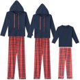thumbnail image 1 of Conjunto de pijamas familiares de Navidad con capucha y manga larga Inspire Chic, con pantalones de cuadros, talla XS, azul [Niños y Niñas], 1 of 5