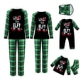 thumbnail image 1 of Pijamas navideños familiares a juego, camisetas de manga larga con estampado de elfos y letras + pantalones a cuadros. Pijama que brilla en la oscuridad., 1 of 3