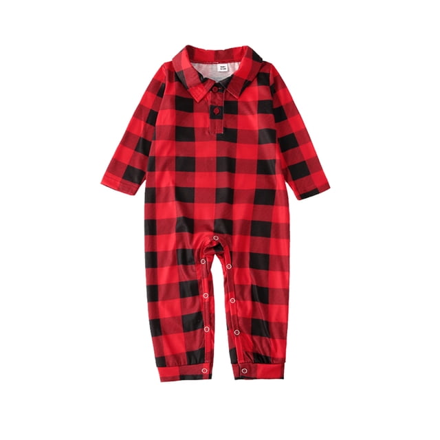 Qarigey Pijamas navideños a juego para la familia, ropa de dormir a cuadros, ropa de dormir de manga larga para vacaciones de Navidad, ropa de casa Pijama Bebé 3-6M