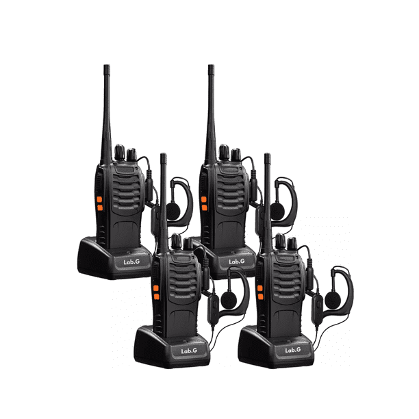 Radios Walkie Talkies Con Manos Libres 4 unidades Lab.G Negro