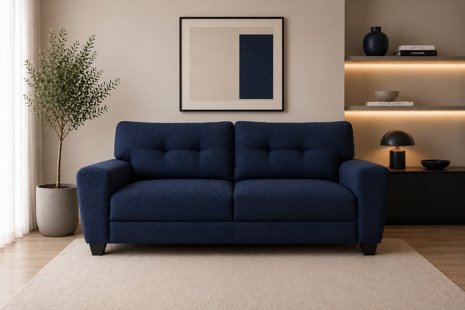 Sofa EL BAZAR STORE Sidney Lino Azul marino 3 plazas Modular Moderno