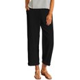 thumbnail image 3 of TaTaai Spring Fall Women's Linen Trousers Elastic Waist Wide Leg Straight Cut Loose Fit Ankle Length Casual Pants Solid Color Versatile Staple for Daily Style Gift, 3 of 9