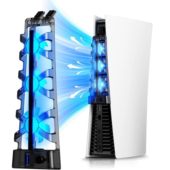 Ventilador de refrigeración con luz LED para PS5 Disc & Digital Editions, sistema de refrigeración eficiente