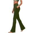 thumbnail image 1 of Amzcrzy Leggings Acampanados Mujer S-2XL - Yoga, Cintura Alta Sin Costura Delantera, Muy Elásticos Cómodos, Color Liso, Bolsillos Verde, 1 of 6