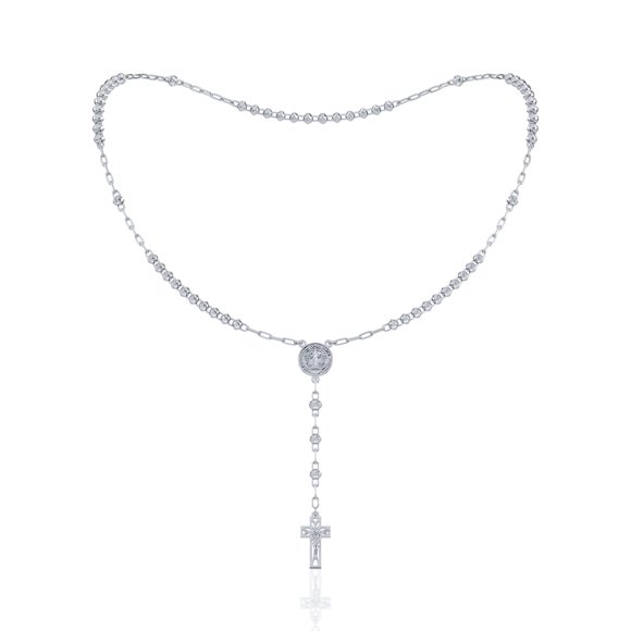 Rosario de plata Ley 925 con Bola diamantada de 65 cm Imperial Jewelry