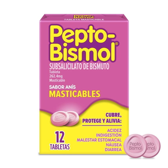 Antiácidos Pepto-Bismol Sabor Original 12 Tabletas Masticables