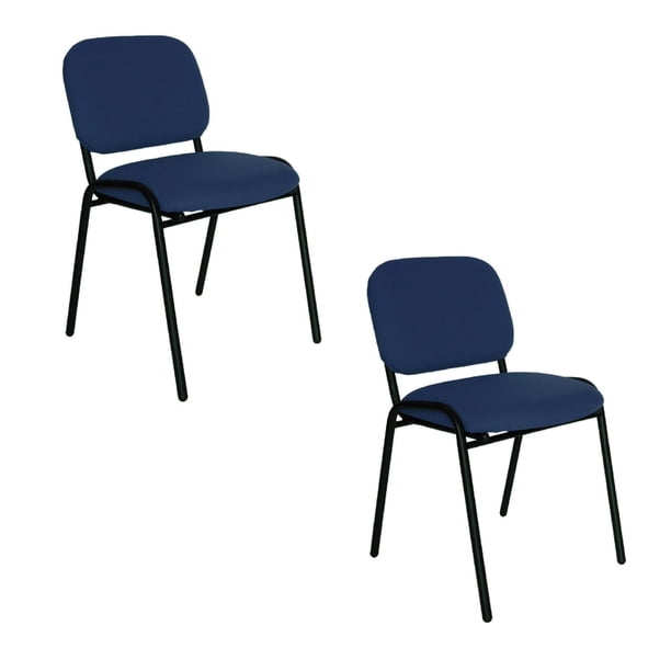 Offiho Set de 2 Sillas para Visita Oficina, Sala de Espera, Consultorio, Tapiz de Tela en Color Azul Marino