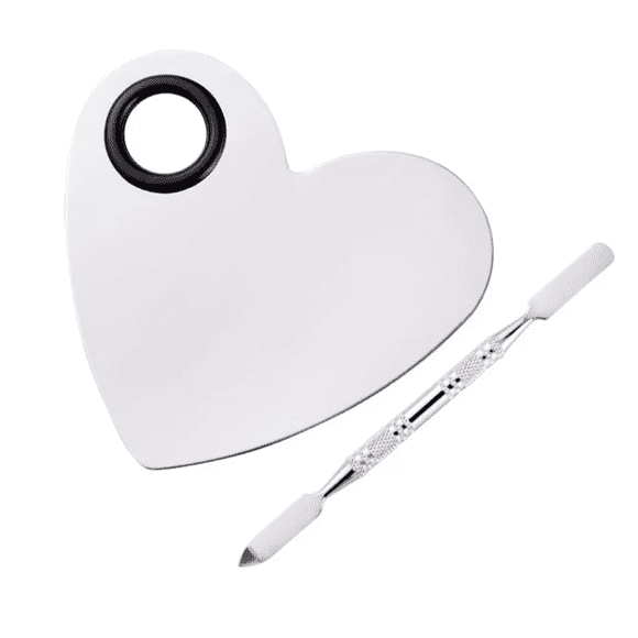 "Paleta+espátula Para Mezclar Uñas Maquillaje Aceroinoxidable Blanco "