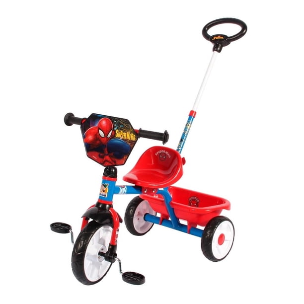 Triciclo Spiderman Apache 911 con Cajuela y Barra de Empuje