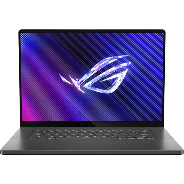 laptop gamer asus rog zephyrus gu605cp 16" oled 240hz intel core ultra 9 285h 16gb ram 1tb ssd nvidia rtx 5070 8gb windows 11 rgb teclado retroiluminado eclipse gray frontal abierta con pantalla OLED 16" 2.5K encendida, chasis delgado color Eclipse Gray, teclado con retroiluminación RGB y touchpad amplio; especificada con Intel Core Ultra 9 285H y NVIDIA RTX 5070 8GB, adecuada para gaming y edición 4K y también adecuada como estación portátil de creación de contenido.