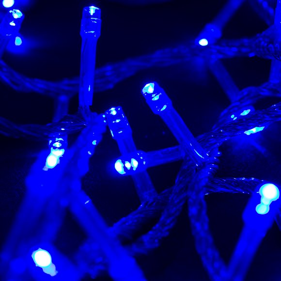 Serie Navideña Decorativa 500 Focos Led Luz Azul 8 Funciones Navicolors Cable Transparente Plástico Alta Resistencia