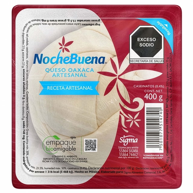 Queso Oaxaca NocheBuena 40 artesanal deshebrado 400 g