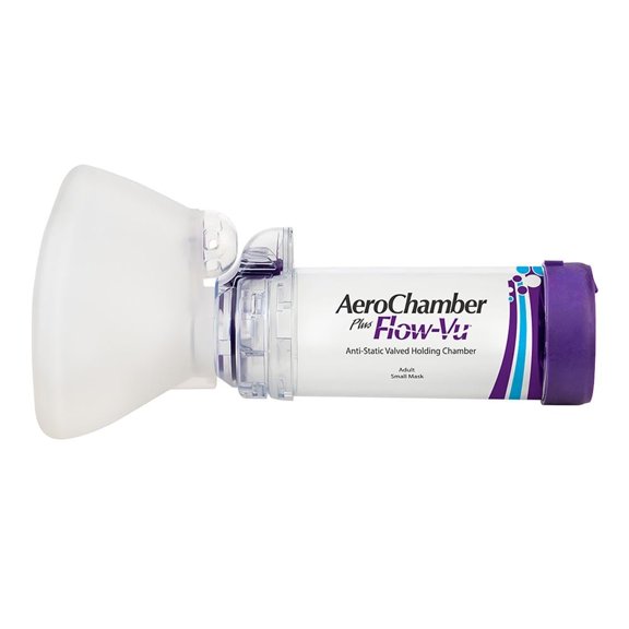 Cámara Espaciadora AeroChamber Flow Vu con Mascarilla Adulto para Mujer