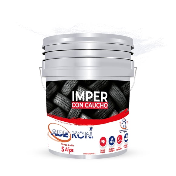 Impermeabilizante con Caucho 19L Color Blanco Adekon Duración 5 Años