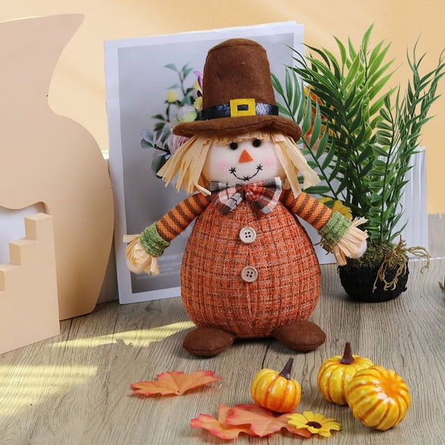 Decoración de Espantapájaros Girasol - Decoraciones para el hogar del Festival de Acción de Gracias y Otoño - Figurita de poliéster 12,5x12,5x32cm