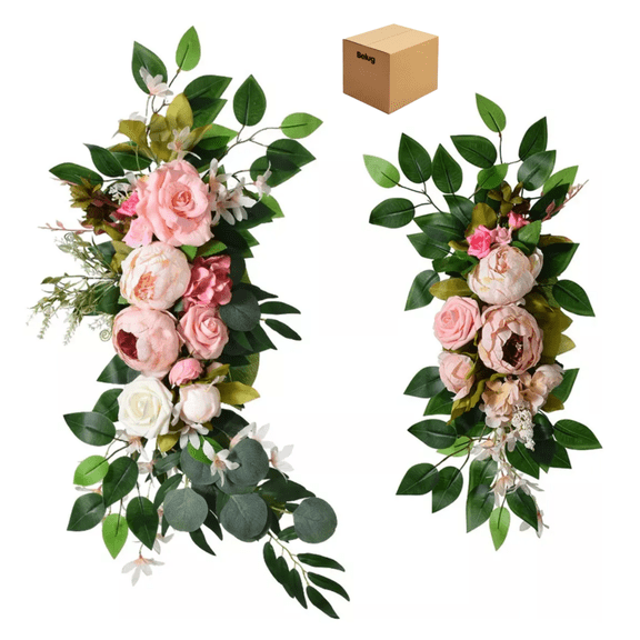2 Piezas Boda Rústica Arco Flor Centro De Mesa Guirnalda Belug, Multicolor