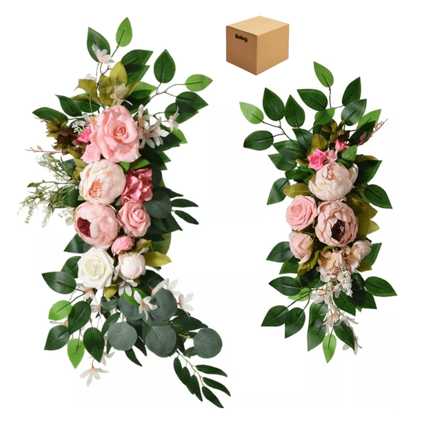 2 Piezas Boda Rústica Arco Flor Centro De Mesa Guirnalda Belug, Multicolor