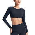 thumbnail image 3 of TaTaai Womens Long Sleeve Cutout Yoga Top Fitted Workout Shirt Breathable Running Training Tight Fit Fitness Sportswear Gift, 3 of 9