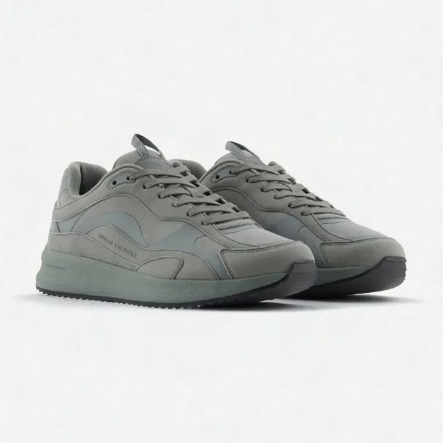 Tenis Armani Exchange Hombre Verde Microgamuza Casual Comodo