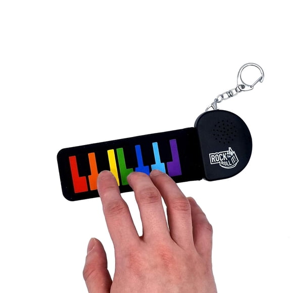 Rock And Roll It - Micro Rainbow Piano. Llavero de piano de trabajo real y reproducible. Colgar en u