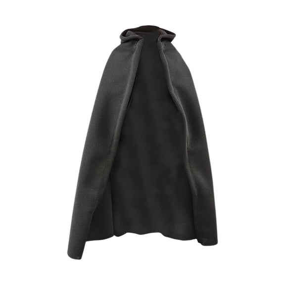 Capa con capucha en miniatura a escala 1:6, capa larga, elegante e informal, traje de cosplay Negro