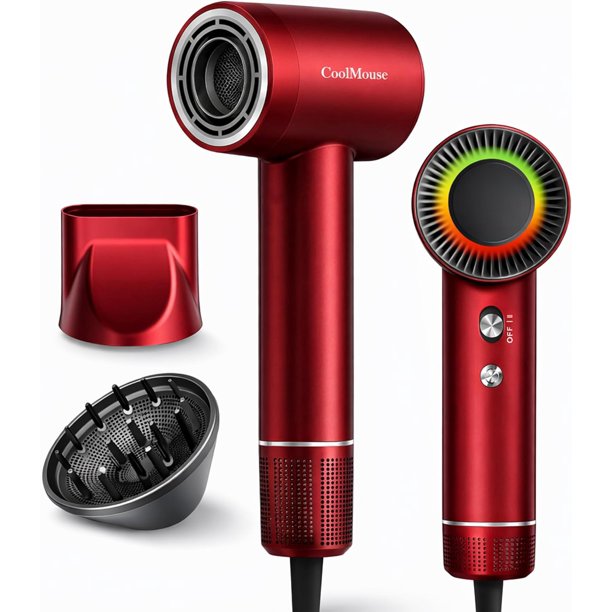 Secadora de Cabello 1500W Bluelander con Tecnología Iónica y Multiplicadora de Aire, 2 Velocidades y 4 Ajustes de Calor, Rojo