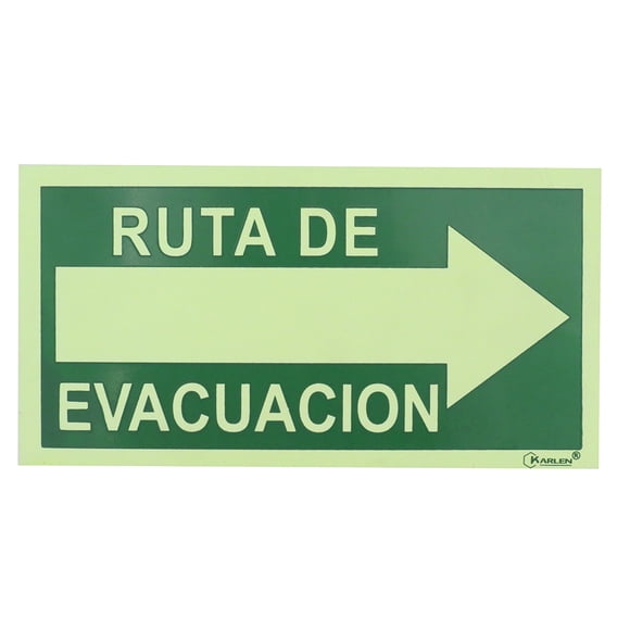 Señal "Ruta De Evacuacion" Derecha 25x13cm KARLEN Ruta de evacuación 2