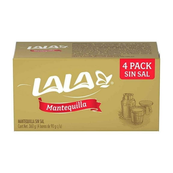 Mantequilla Lala sin Sal 4 pzas 90 g c/u